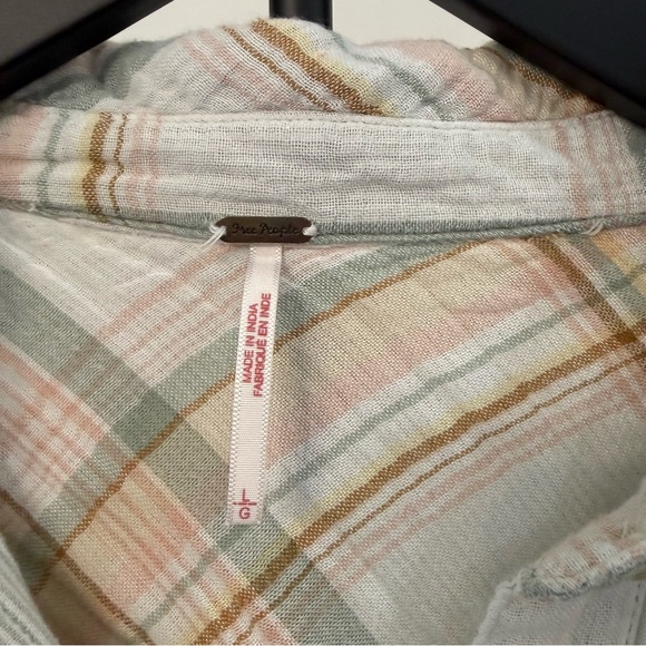 Free People Nordic Day Plaid Lace-Up Tunic Shirt Size Large - Picture 5 of 13